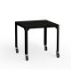 Table carrée outdoor à roulettes HEGOA Matière Grise, coloris noir