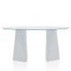 Mange-debout blanc ovale, plateau verre ADAM B-Line