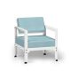 Fauteuil blanc dossier basculant HEGOA Matière Grise, coloris coussin Sunbrella curacao