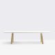 Table rectangulaire ARKI Pedrali, pieds chêne, plateau HPL blanc 300 x 100