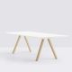 Table rectangulaire ARKI Pedrali, pieds chêne, plateau HPL blanc 240 x 100