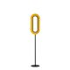 Lampadaire LED LENS OVAL LZF, chassis noir & abat-jour hêtre jaune 24