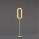 Lampadaire LED LENS OVAL LZF allumée, chassis ivoire & abat-jour hêtre naturel 22