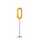 Lampadaire LED LENS OVAL LZF, chassis nickel mat & abat-jour hêtre jaune 24