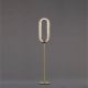 Lampadaire LED LENS OVAL LZF allumée, chassis gold & abat-jour hêtre gris 29