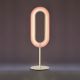 Lampe de table LED LENS OVAL LZF, chassis ivoire mat & abat-jour rose pâle 33
