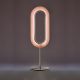 Lampe de table LED LENS OVAL LZF, chassis nickel & abat-jour hêtre rose pâle 33
