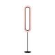 Lampadaire LED LENS SUPER OVAL LZF, chassis noir & abat-jour hêtre teinté rose pâle 33