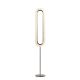 Lampadaire LED LENS SUPER OVAL LZF, châssis nickel & abat-jour peuplier ivoire 20