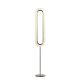 Lampadaire LED LENS SUPER OVAL LZF, châssis nickel & abat-jour peuplier ivoire 20