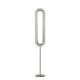 Lampadaire LED LENS SUPER OVAL LZF, châssis nickel & abat-jour hêtre teinté gris 29