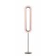 Lampadaire LED LENS SUPER OVAL LZF, châssis nickel & abat-jour hêtre teinté rose pâle 33