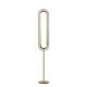 Lampadaire LED LENS SUPER OVAL LZF, chassis gold & abat-jour hêtre teinté gris 29