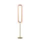 Lampadaire LED LENS SUPER OVAL LZF, chassis gold & abat-jour hêtre teinté rose pâle 33