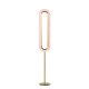 Lampadaire LED LENS SUPER OVAL LZF, chassis gold & abat-jour hêtre teinté rose pâle 33