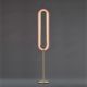 Lampadaire LED LENS SUPER OVAL LZF, chassis gold & abat-jour hêtre teinté rose pâle 33