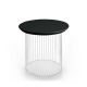 Table d'appoint IDRA Ø 45 cm laquée Kendo, piétement blanc et plateau noir