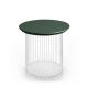 Table d'appoint IDRA Ø 45 cm laquée Kendo, piétement blanc et plateau olive