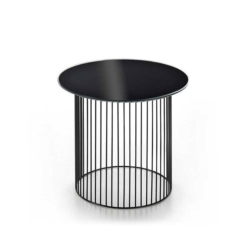 Table d'appoint IDRA Ø 45 cm Kendo piétement noir et plateau verre noir