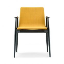 Fauteuil MALMÖ 396 frêne teinté noir, revêtu tissu jaune d'or Pedrali