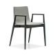 Fauteuil MALMÖ 396 frêne teinté noir, revêu tissu gris clair Pedrali