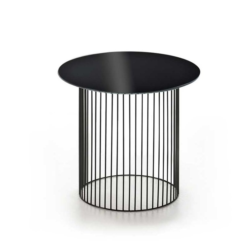 Table d'appoint IDRA Ø 55 cm Kendo, piétement noir et plateau verre noir