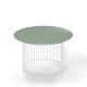 Table basse IDRA Ø 70 cm laquée Kendo, piétement blanc et plateau menthe