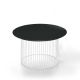 Table basse IDRA Ø 70 cm laquée Kendo, piétement blanc et plateau noir