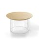 Table basse IDRA Ø 70 cm plateau bois Kendo, piétement blanc et plateau chêne blanchi