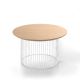 Table basse IDRA Ø 70 cm plateau bois Kendo, piétement blanc et plateau chêne naturel