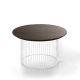 Table basse IDRA Ø 70 cm plateau bois Kendo, piétement blanc et plateau chêne toasté