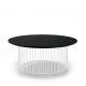 Table basse IDRA Ø 100 cm laquée Kendo, piétement blanc et plateau noir