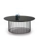 Table basse IDRA Ø 100 cm, piétement blanc et plateau verre noir
