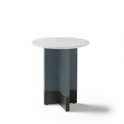Table d'appoint TOC Ø 45 cm laquée & Top marbre Kendo