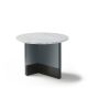 Table d'appoint TOC Ø 55 cm laquée brouillard & Top marbre blanc Kendo