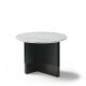 Table d'appoint TOC Ø 55 cm laquée noir & Top marbre blanc Kendo