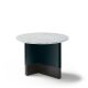 Table d'appoint TOC Ø 55 cm laquée océan & Top marbre blanc Kendo
