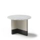 Table d'appoint TOC Ø 55 cm laquée sable & Top marbre blanc Kendo