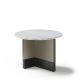 Table d'appoint TOC Ø 55 cm laquée taupe & Top marbre blanc Kendo