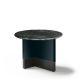 Table d'appoint TOC Ø 55 cm laquée océan & Top marbre noir Kendo