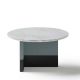 Table basse TOC Ø 65 cm laquée brouillard & Top marbre blanc Kendo