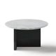 Table basse TOC Ø 65 cm laquée noir & Top marbre blanc Kendo