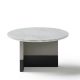 Table basse TOC Ø 65 cm laquée pierre & Top marbre blanc Kendo
