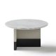 Table basse TOC Ø 65 cm laquée sable & Top marbre blanc Kendo
