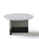 Table basse TOC Ø 65 cm laquée taupe & Top marbre blanc Kendo