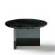 Table basse TOC Ø 65 cm laquée brouillard & Top marbre noir Kendo