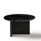 Table basse TOC Ø 65 cm laquée graphite & Top marbre noir Kendo