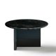 Table basse TOC Ø 65 cm laquée océan & Top marbre noir Kendo