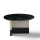 Table basse TOC Ø 65 cm laquée sable & Top marbre noir Kendo