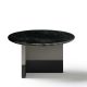 Table basse TOC Ø 65 cm laquée taupe & Top marbre noir Kendo